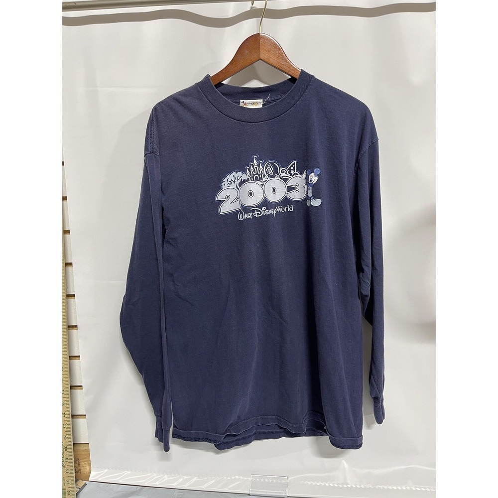 Vintage Walt Disney World Mickey Mouse Logo Long Sleeve Shirt Mens XL Blue